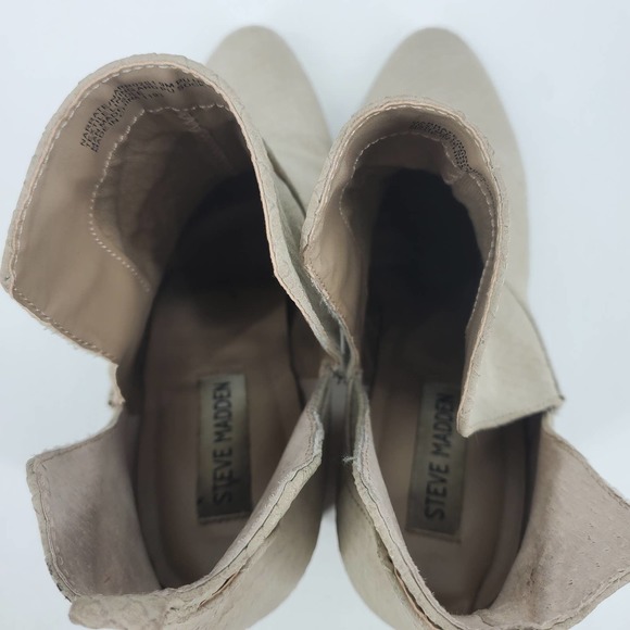 Steve Madden Narrate Beige Split Ankle Heeled Boots Booties Faux Snake Skin 9 M - Picture 7 of 11